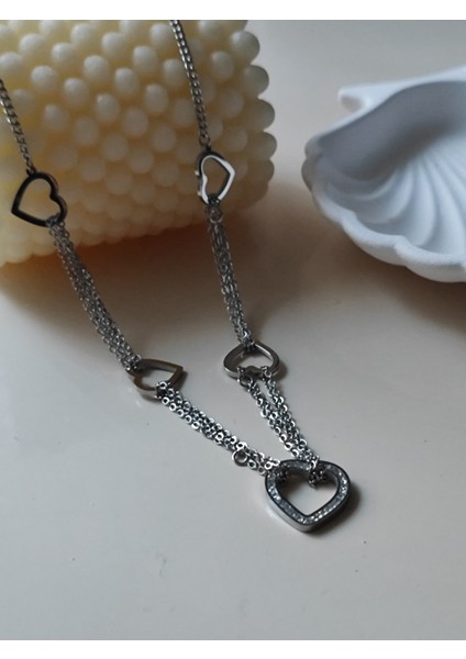 Kalpli Kolye Gümüş Renk Paslanmaz Çelik indirimleri