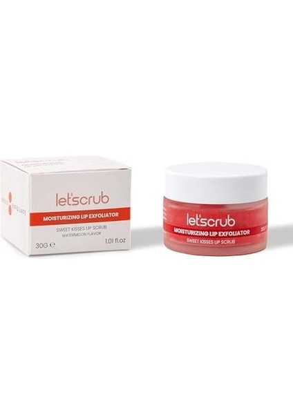 Let&apos;scrub Nemlendirici Dudak Peelingi Sweet Kisses Lip Scrub Karpuz Aromalı Şeker Partiküllü Shea Yağlı 30 gr