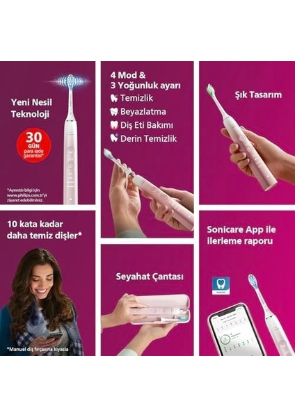 Philips Sonicare Diamondclean 9000 Şarjlı Diş Fırçası, 4 Temizlik Modu, Basınç Sensörü, Seyahat Kabı ve Sonicare Uygulama Desteği, Pembe Geçişli, HX9911/84