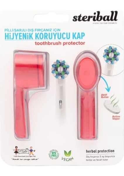 Sterıball Şarjlı ve Pilli Diş Fırçaları Için Hijyenik Diş Fırçası Koruma Kabı-2&apos;li Kırmızı
