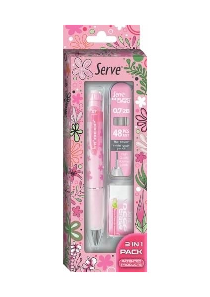 Doğa Desenli Deep, Deep Silgi ve Deep Min, 0.7 Mm, Şeker Pembe modelleri