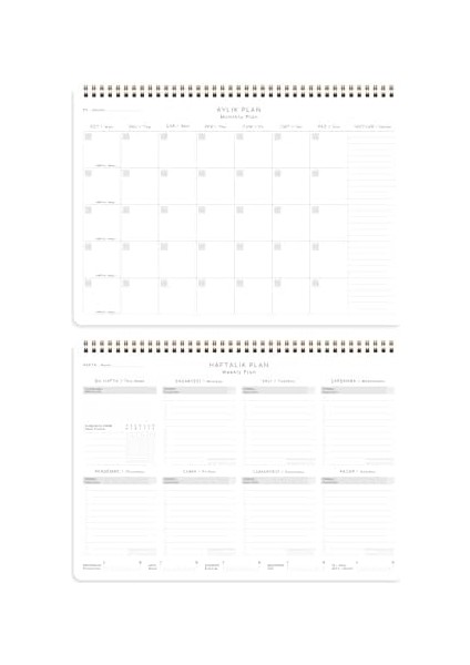 Haftalık Spiralli Masaüstü Planlayıcı 24X34 cm - Desk Bordo modelleri