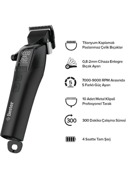 Bester HC9553 Profesyonel Lityum Ion Saç Kesme Makinesi
