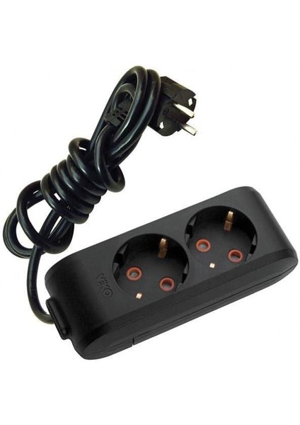 Multi-Let Siyah Ikili Priz Topraklı Kablolu Çocuk Korumalı 5mt