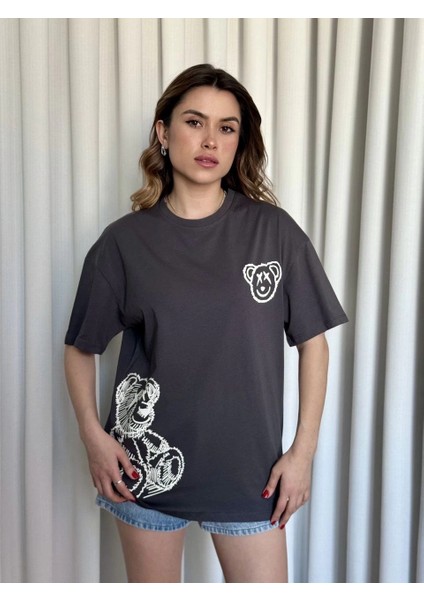 Mtxdpn Baskılı Ayıcıklı Tişört Antrasit (Beden: M) modelleri