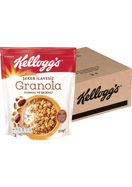 Kellogg&apos;s Şeker Ilavesiz Granola Hurmalı ve Bademli 250 gr x 10 Adet modelleri