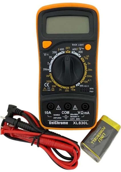 XL830L Multimetre LED Ekranlı Avometre Mini Ölçü Aleti 9V Pil Hediyeli Cep Multimetresi