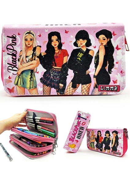 Kutusu Pink Organizer Vegan Deri Üç Bölmeli -Pembe