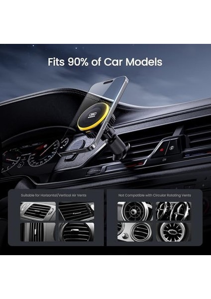 Kendinden Soğutmalı Magsafe Araç Montaj Şarj Cihazı, 15 W Kablosuz Manyetik Telefon Tutucu Süper Otomatik Hızlı Araç Şarj Cihazı Hava Firar Için 16 Pro Max 15 14 13 ile Uyumlu, Siyah fiyatları