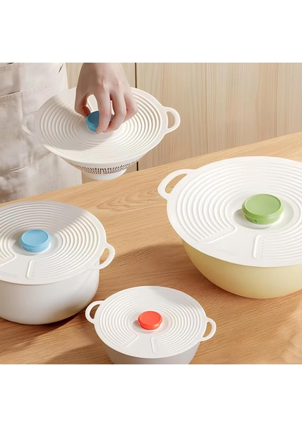 3’lü Vakumlu Silikon Kapak Seti | Esnek Sızdırmaz Kapaklar | Mikrodalga ve Bulaşık Makinesi Uyumlu | Gıda Koruma ve Saklama Kapağı