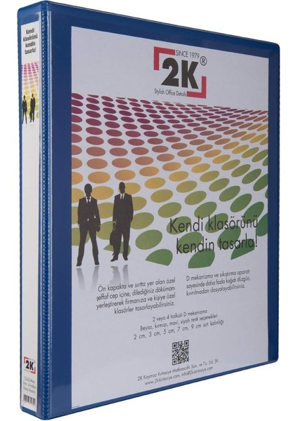 03-2d-M 2 Halka D Mekanizmalı Klasör Kutu Içi, Mavi, 3 Cm, 16 Adet