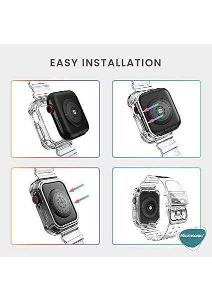 Series 8 45MM Için Kordon Transparent Clear Band Siyah modelleri