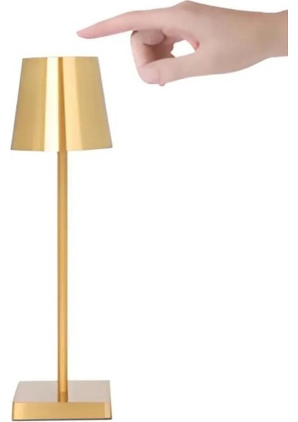 Gerçek Metal Şarjlı Dokunmatik Masa Lambası | 3 Işık Renk Seçeneği | Yükseklik Ayarlı