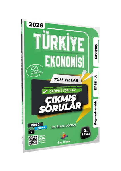 Dizgi Kitap Yayınları 2026 Türkiye Ekonomisi Kaymakamlık Kpss A Sayıştay Tüm Yıllar Tamamı Video Çözümlü Çıkmış Sorular Dr. Burcu Doğan