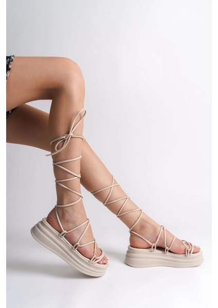 Samantha Bilekten Bağlamalı Ortopedik Taban Kadın Terlik Ckt - Krem fiyatları