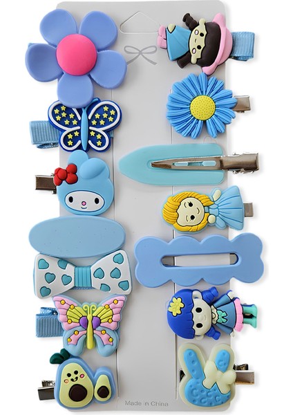 14’lü Figürlü Kız Bebek & Çocuk Toka Seti – Sevimli Renkli Saç Aksesuarı