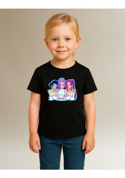 Kpop Demon Hunters Huntrix Ramyeon Kısa Kollu Baskılı Kız Çocuk Tişört (4-13 Yaş) modelleri