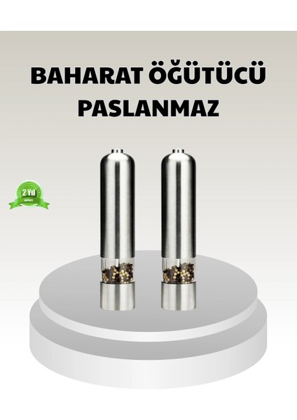 Bfs Elektrikli Tuz Karabiber Değirmeni – Çiftli Set, Paslanmaz Gövde, LED Işıklı ve Ayarlanabilir Öğütme