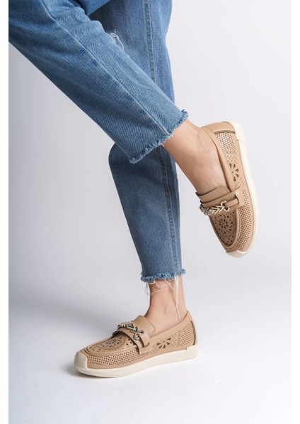 Lıly Bağcıksız Ortopedik Rahat Taban Çiçek Desenli Kadın Babet Ayakkabı Ckt - Ten modelleri