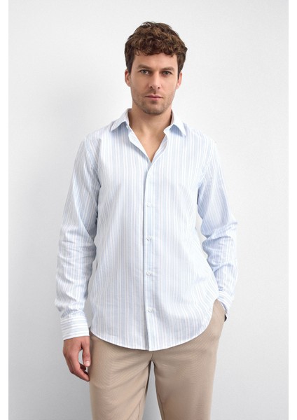 Çizgili Pamuklu Regular Fit Uzun Kollu Gömlek Erkek Gömlek B35W20011 122 fiyatları