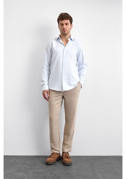 Çizgili Pamuklu Regular Fit Uzun Kollu Gömlek Erkek Gömlek B35W20011 122 fırsatları