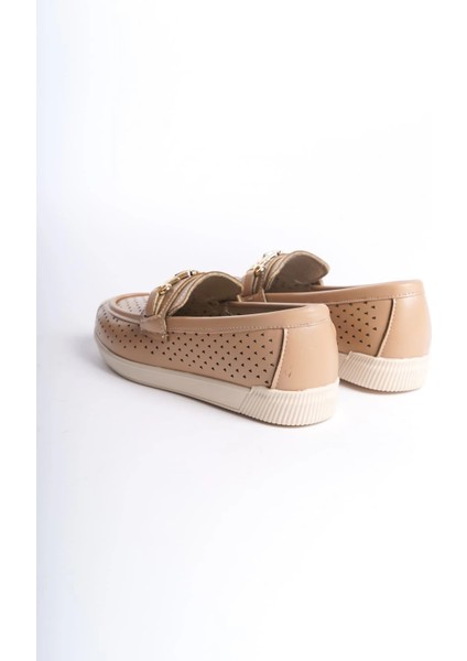 Lıly Bağcıksız Ortopedik Rahat Taban Kalp Desenli Kadın Babet Ayakkabı Ckt - Ten indirimleri