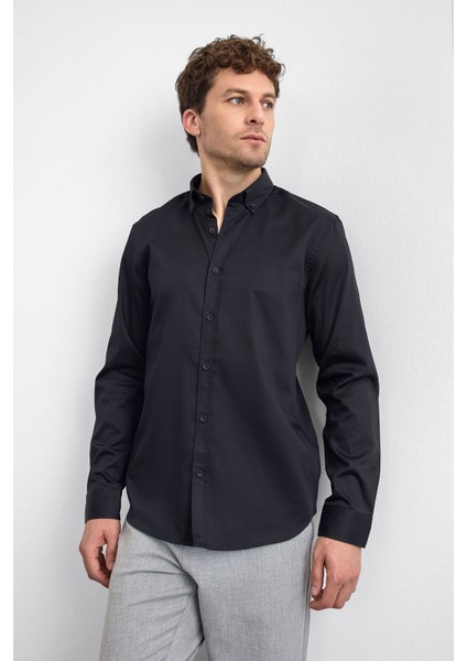 Pamuklu Regular Fit Düğmeli Yaka Uzun Kollu Gömlek Erkek Gömlek B35W20013 102 fiyatları