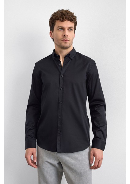 Pamuklu Regular Fit Düğmeli Yaka Uzun Kollu Gömlek Erkek Gömlek B35W20013 102 modelleri
