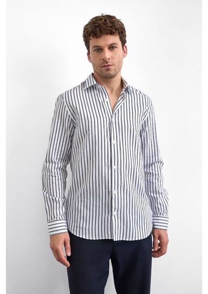 Çizgili Pamuklu Regular Fit Uzun Kollu Gömlek Erkek Gömlek B35W20012 119 fiyatları