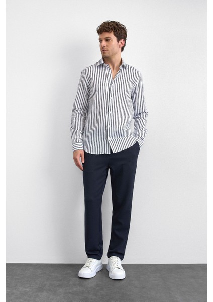 Çizgili Pamuklu Regular Fit Uzun Kollu Gömlek Erkek Gömlek B35W20012 119 fırsatları
