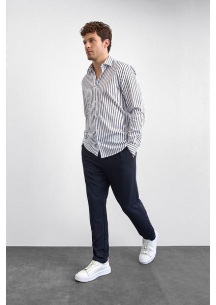 Çizgili Pamuklu Regular Fit Uzun Kollu Gömlek Erkek Gömlek B35W20012 119 indirimleri