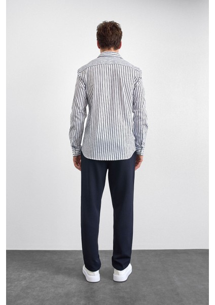 Çizgili Pamuklu Regular Fit Uzun Kollu Gömlek Erkek Gömlek B35W20012 119