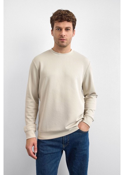 Fitilli Regular Fit Bisiklet Yaka Sweat Erkek Sweat B35W12003 107