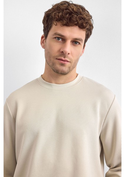 Fitilli Regular Fit Bisiklet Yaka Sweat Erkek Sweat B35W12003 107 fiyatları