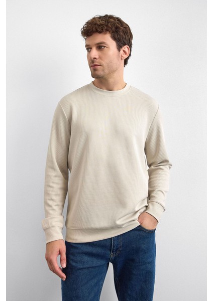 Fitilli Regular Fit Bisiklet Yaka Sweat Erkek Sweat B35W12003 107 modelleri