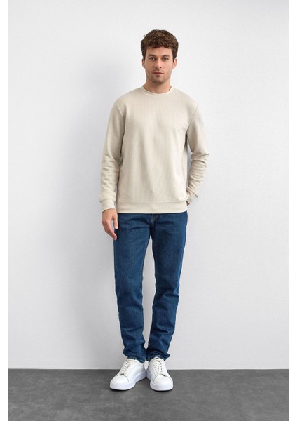 Fitilli Regular Fit Bisiklet Yaka Sweat Erkek Sweat B35W12003 107 fırsatları