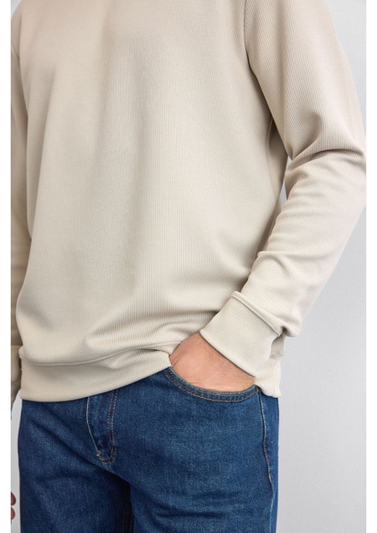 Fitilli Regular Fit Bisiklet Yaka Sweat Erkek Sweat B35W12003 107 indirimleri