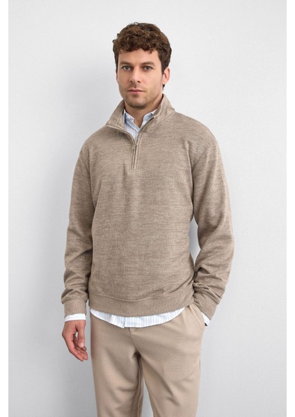 Regular Fit Yarım Fermuarlı Dik Yaka Sweat Erkek Sweat B35W12016 160
