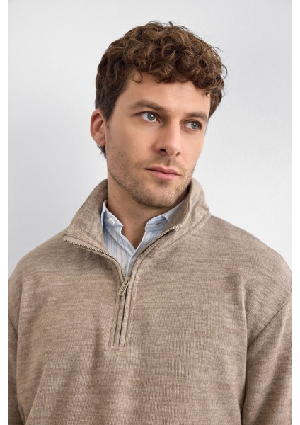 Regular Fit Yarım Fermuarlı Dik Yaka Sweat Erkek Sweat B35W12016 160 fırsatları