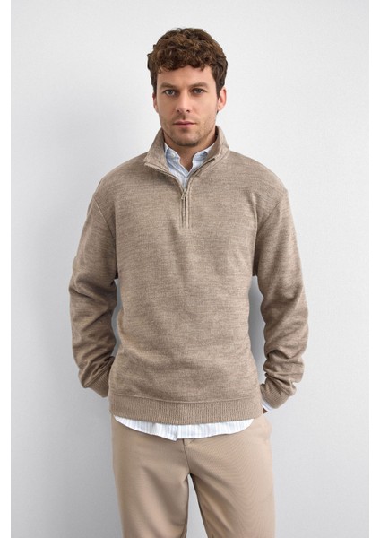 Regular Fit Yarım Fermuarlı Dik Yaka Sweat Erkek Sweat B35W12016 160