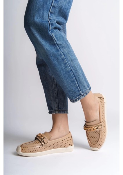 Lızy Bağcıksız Ortopedik Rahat Taban Kalp Desenli Kadın Babet Ayakkabı Ckt - Ten fiyatları