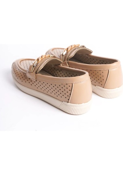 Lızy Bağcıksız Ortopedik Rahat Taban Kalp Desenli Kadın Babet Ayakkabı Ckt - Ten indirimleri