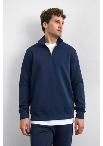 Pamuklu Regular Fit Yarım Fermuarlı Dik Yaka Sweat Erkek Sweat B35W12006 119