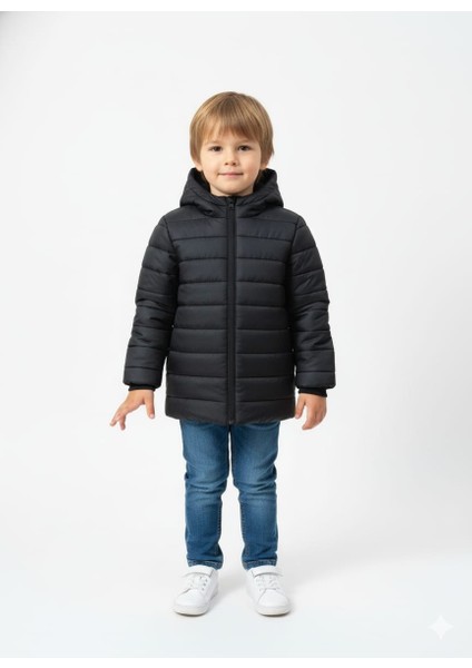 Erkek Çocuk Su ve Rüzgar Geçirmez Içi Wersoftlu Kapüşonlu Mont
