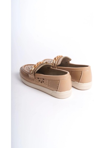 Lızy Bağcıksız Ortopedik Rahat Taban Çiçek Desenli Kadın Babet Ayakkabı Ckt - Ten indirimleri