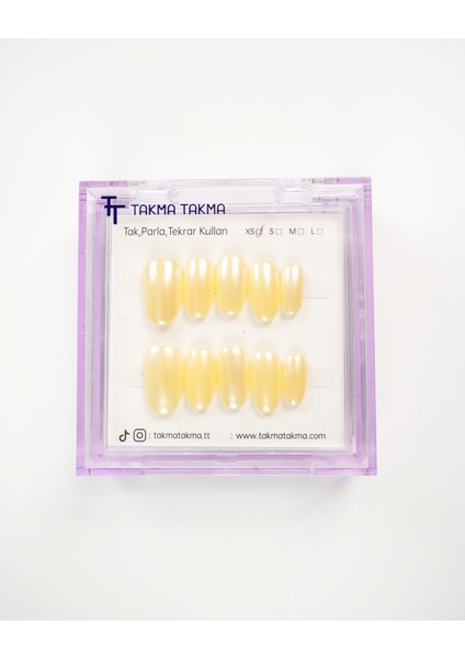 15'li Sarı Kısa Oval KOV1551 Tekrar Kullanılabilir El Yapımı Protez Takma Tırnak - Sarı-S fiyatları