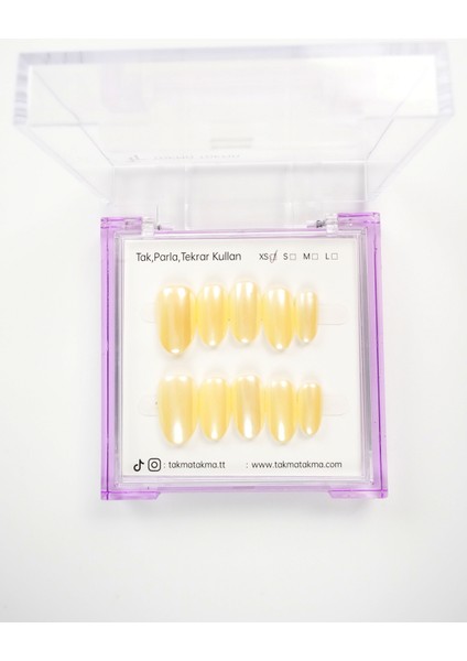 15'li Sarı Kısa Oval KOV1551 Tekrar Kullanılabilir El Yapımı Protez Takma Tırnak - Sarı-S modelleri