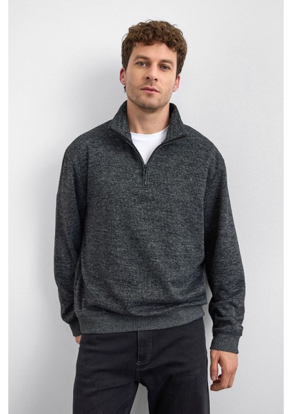 Regular Fit Yarım Fermuarlı Dik Yaka Sweat Erkek Sweat B35W12016 102 fiyatları