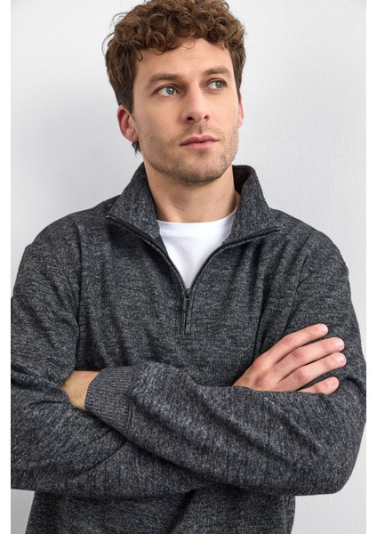 Regular Fit Yarım Fermuarlı Dik Yaka Sweat Erkek Sweat B35W12016 102 indirimleri