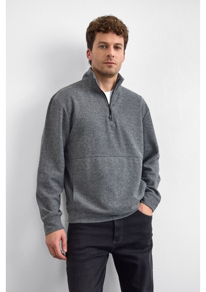 Regular Fit Yarım Fermuarlı Dik Yaka Sweat Erkek Sweat B35W12021 105 fiyatları